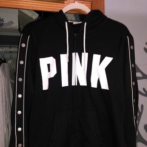 Pink zip hooded sweater